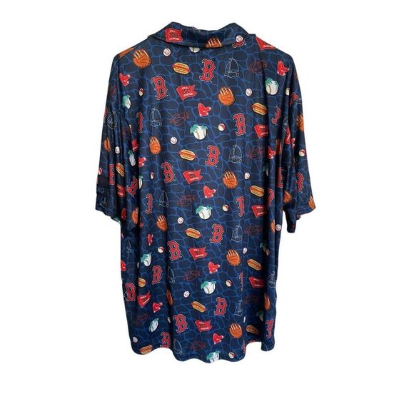 Boston Red Sox Mens Multicolor Graphic Print Hawaiian Button Up Shirt Size XL - Picture 2 of 12
